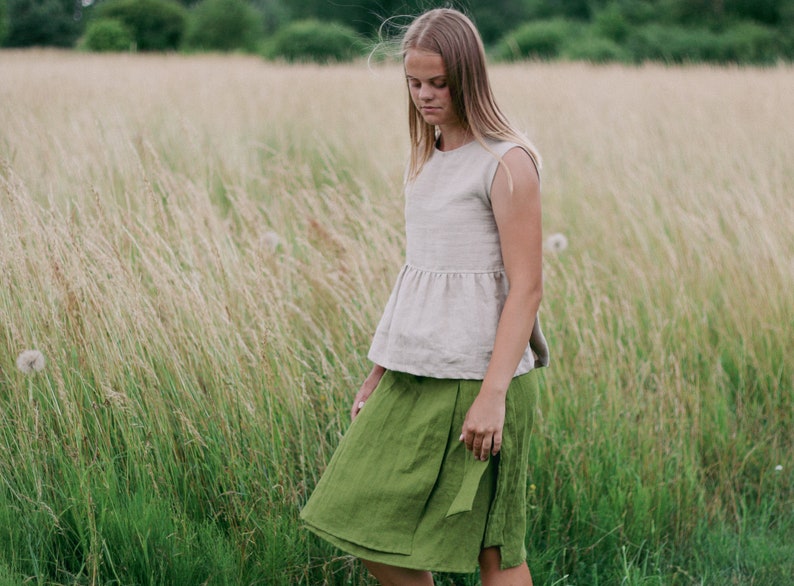 Linen wrap skirt LAURA, Linen midi skirt, Natural wrap skirt, High waisted skirt, Natural women linen skirt, Women linen skirt, Gift for her zdjęcie 10