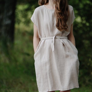 SALE / BEREIT Größe s-m, Leinen Kleid MADARA in Übergröße, Lockeres Leinenkleid, Leinenkleidung, Plus Größe Kleid, Leinenkleid, Umstands-Leinenkleid