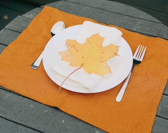 Natural Linen Placemats, Double layer Placemats, Linen Table Placemat, Washed Linen Placemats, Linen Table Mats, Soft Dinning Placemats