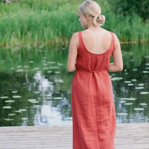 Low back linen dress BEATE, Bohemian maxi dress, Maxi open back dress, Flowing long summer Dress with back neckline, Beach dress, Boho dress