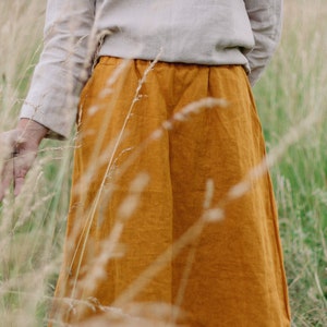 Linen skirt LUIZE, Linen knee length skirt, Midi linen skirt. A Line linen skirt, Summer skirt, Skirt with pockets, 100% natural linen skirt image 3