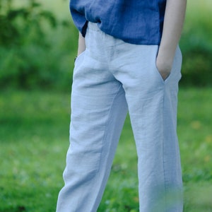 Linen pants NIKS, Woman linen pants, Natural linen trousers, Elastic waist straight trousers, Lady loose linen pants, Sustainable clothing