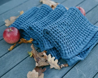 Linen waffle dishcloths, set of 4 reusable dish cloths, waffle natural linen dish towel, washable cleaning cloths, organic reusable cloths