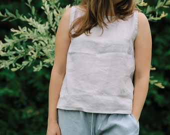 Sleeveless linen blouse LOTE, Fitted linen top, Linen sleeveless top, Summer outfit, Linen summer top, Natural linen shirt, Linen tank top