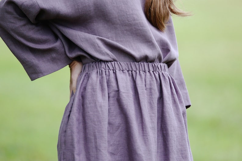 Linen midi skirt EMMA, Linen skirt, Autumn skirt, Boho skirt, Skirt with deep pockets, A Line Skirt, Prewashed linen skirt, Natural clothing image 6
