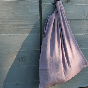 Linen storage bag, Washed soft linen laundry bag with drawstring, Natural stonewashed linen reusable toys bag, Linen Santa Christmas bag