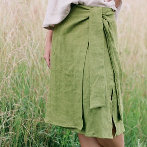 Linen wrap skirt LAURA, Linen midi skirt, Natural wrap skirt, High waisted skirt, Natural women linen skirt, Women linen skirt, Gift for her zdjęcie 3