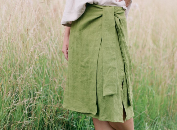 SALE READY 2xl Size Linen Wrap Skirt LAURA Linen Midi Skirt