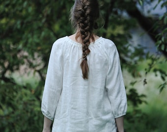 Linen Blouse for Women ANNA, Linen Loose Top, Long Sleeves Relaxed fit Blouse, Oversized Blouse, Linen Blouse, Autumn Winter Linen Wear