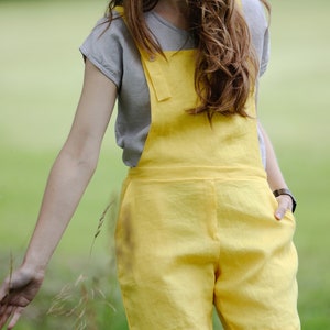 SALE / READY s size, Linen short dungarees MARKUSS, Soft stonewashed short linen jumpsuit, Women linen clothing, Summer jumpsuit romper