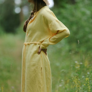 Linen beach dress LIVA, Beach cover, Linen summer dress, Bohemian clothing, Long sleeve linen dress, Linen pool dress, Linen loungewear