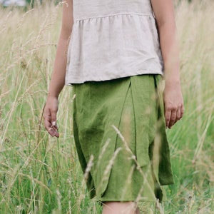 Linen wrap skirt LAURA, Linen midi skirt, Natural wrap skirt, High waisted skirt, Natural women linen skirt, Women linen skirt, Gift for her zdjęcie 2