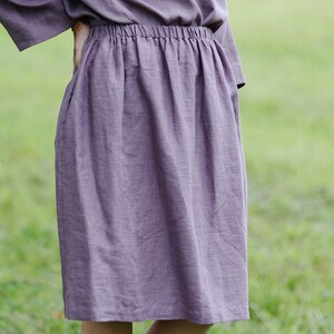 Linen midi skirt EMMA, Linen skirt, Autumn skirt, Boho skirt, Skirt with deep pockets, A Line Skirt, Prewashed linen skirt, Natural clothing image 4