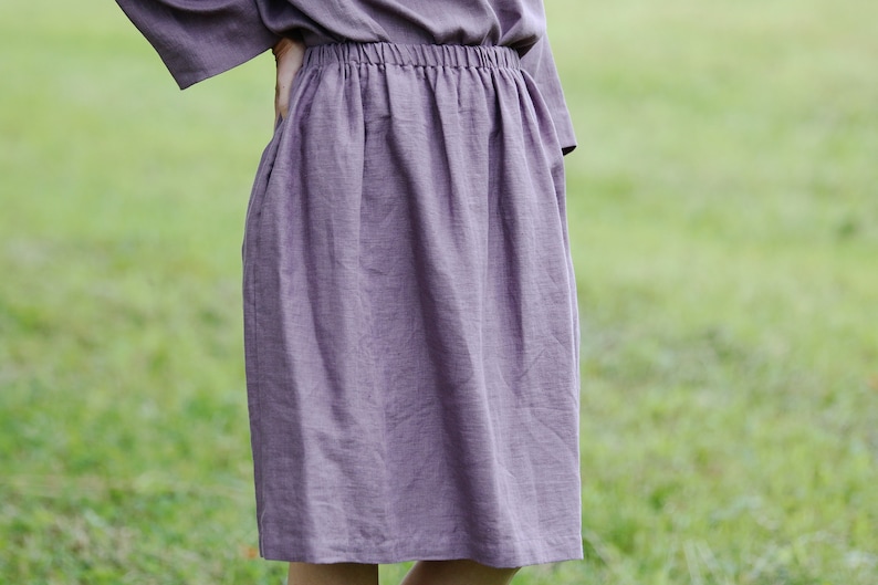 Linen midi skirt EMMA, Linen skirt, Autumn skirt, Boho skirt, Skirt with deep pockets, A Line Skirt, Prewashed linen skirt, Natural clothing image 4