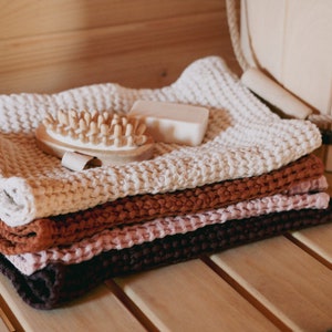 Linen Waffle Bath Towels, Natural waffle towels for Sauna, Gym, Organic Towel Hand, Face Set for Bath, Super Absorbent Ecofriendly Towels