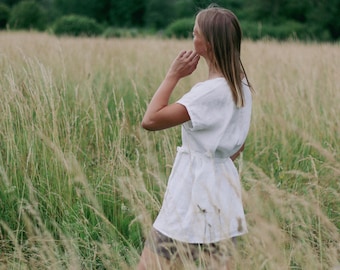 Linen oversized tunic top JUSTINE, Linen shirt, Linen tunic, Linen top, Oversized tunic, Maternity linen top, Women loose linen tunic