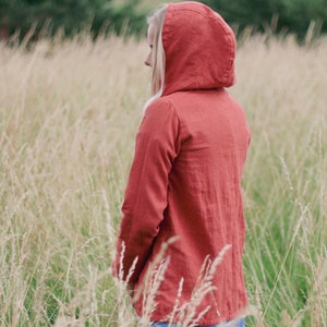 Linen hooded jacket SARA, Sustainable hooded linen jacket, Alternative boho streetwear, Ethical hemp hoodie, Linen jacket with hood image 5