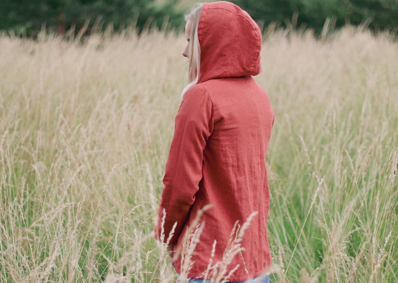 Leinen Kapuzenjacke SARA, Nachhaltige Leinenjacke mit Kapuze, Alternative Boho Streetwear, Ethischer Hanf Hoodie, Leinenjacke mit Kapuze Bild 5