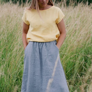 Lange linnen rok ELZA, linnen rok, linnen maxi rok, Boho linnen rok, vrouwen rok, linnen zomer rok, geplooide rok, linnen kleding afbeelding 10