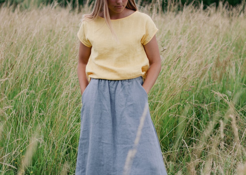 Long linen skirt ELZA, Linen skirt, Linen maxi skirt, Boho linen skirt, Women skirt, Linen summer skirt, Pleated skirt, Linen clothing image 10