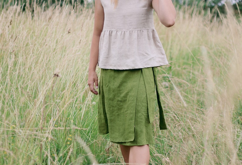 Linen wrap skirt LAURA, Linen midi skirt, Natural wrap skirt, High waisted skirt, Natural women linen skirt, Women linen skirt, Gift for her zdjęcie 4