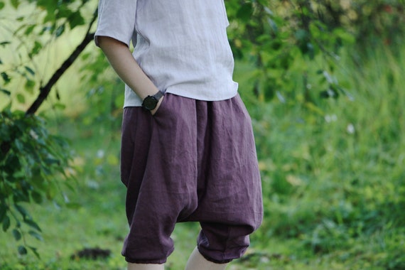 Linen Harem Pants JANIS Linen Yoga Pants Drop Crotch Pants Loose Pants Earthy Linen Clothing Boho Baggy Pants Meditation Eco Pants Etsy