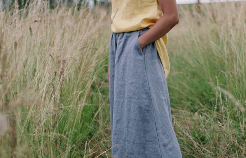 Long linen skirt ELZA, Linen skirt, Linen maxi skirt, Boho linen skirt, Women skirt, Linen summer skirt, Pleated skirt, Linen clothing image 6