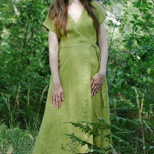 Long linen wrap dress SARLOTE, Linen wrap dress, Summer linen dress, Natural linen dress, Linen wear, Maxi linen dress, Wraparound dress