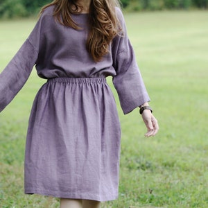 Linen midi skirt EMMA, Linen skirt, Autumn skirt, Boho skirt, Skirt with deep pockets, A Line Skirt, Prewashed linen skirt, Natural clothing image 9