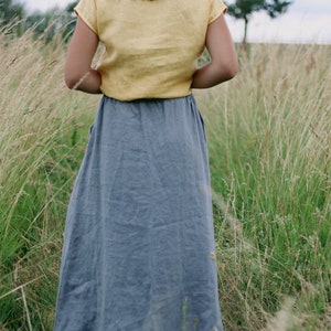 Lange linnen rok ELZA, linnen rok, linnen maxi rok, Boho linnen rok, vrouwen rok, linnen zomer rok, geplooide rok, linnen kleding afbeelding 5