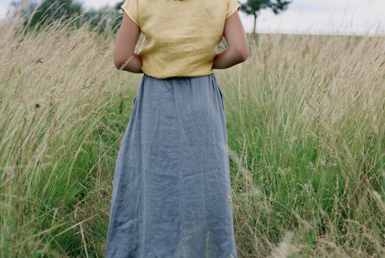 Lange linnen rok ELZA, linnen rok, linnen maxi rok, Boho linnen rok, vrouwen rok, linnen zomer rok, geplooide rok, linnen kleding afbeelding 5