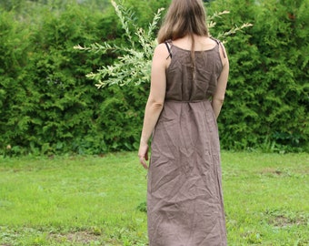 Vestido largo de lino ENDIJA, Vestido de lino con tirantes finos, Vestido de lino con tirantes, Vestido largo de lino, Vestido lencero de verano, Vestido de lino para mujer, Boda