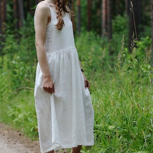 Linen tie strap dress SAMANTA, Linen cami strap dress, Linen dress for woman, Long summer dress, Romantic linen dress, White linen dress