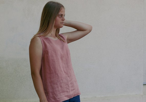 Linen top MARA, Linen sleeveless top, Linen tank top, Basic loose linen blouse, Linen casual top for woman, Summer linen top, Pure linen top