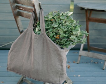 Bolso tote de lino, bolso de hombro de lino, bolso tote de doble capa, bolsas ecológicas sostenibles, bolsa de compras de lino, regalo para ella, bolsa de la compra minimalista