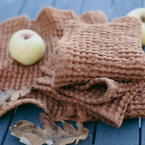 Linen waffle dishcloths, set of 4 reusable dish cloths, waffle natural linen dish towel, washable cleaning cloths, organic reusable cloths