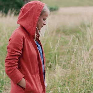 Leinen Kapuzenjacke SARA, Nachhaltige Leinenjacke mit Kapuze, Alternative Boho Streetwear, Ethischer Hanf Hoodie, Leinenjacke mit Kapuze Bild 2