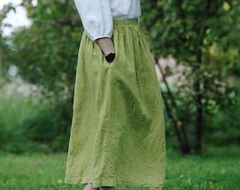 Saia maxi de linho INGA, tamanho G, pronta para envio. Ideal para outono, outono e outono.