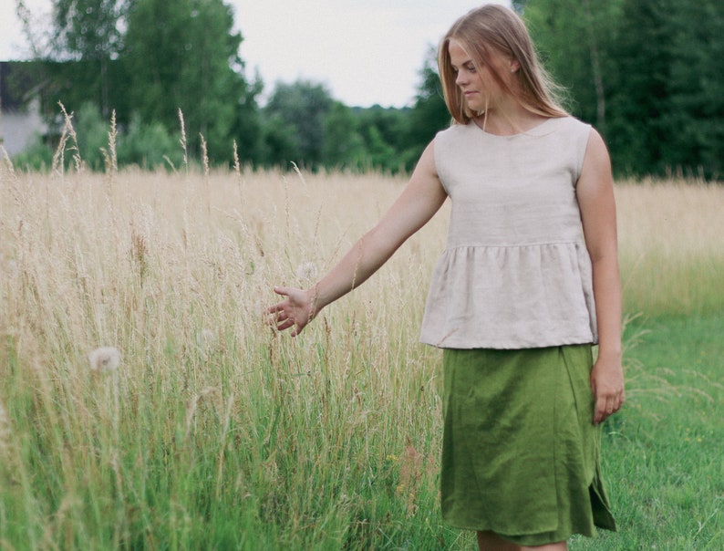 Linen wrap skirt LAURA, Linen midi skirt, Natural wrap skirt, High waisted skirt, Natural women linen skirt, Women linen skirt, Gift for her zdjęcie 5