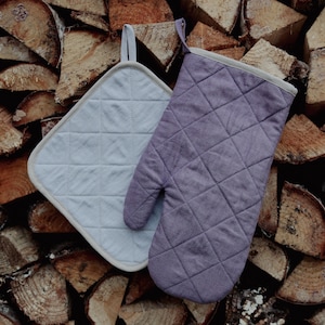 Linen Pot Holder and Oven Mitt, Linen pot holder, Linen oven mitt, Eco kitchen accessory, Hot pot holders, Oven mitt, Housewarming gift