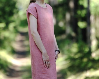 Everyday dress AIJA, Simple linen dress, Shift dress, Casual linen dress, Minimalist clothing, Linen summer dress, Loose women dress