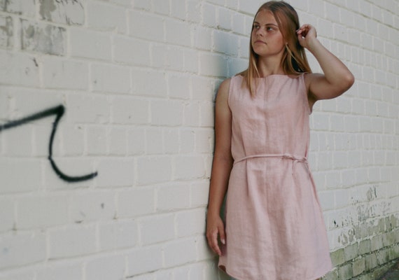 lace up back linen mini dress Lace Up Back Linen Mini Dress in Sky Grey