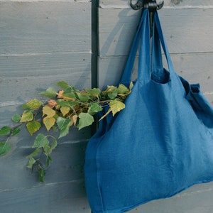 Linen tote bag, Linen Shoulder Bag, Double layer Tote Bag, Eco sustainable bags, Linen Shopping Bag, Gift for Her, Minimalist grocery bag