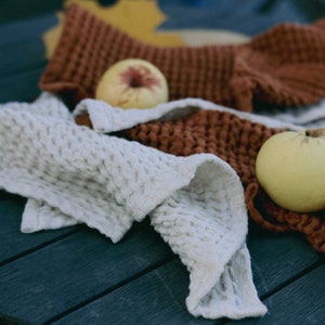 Linen waffle dishcloths, set of 4 reusable dish cloths, waffle natural linen dish towel, washable cleaning cloths, organic reusable cloths image 2