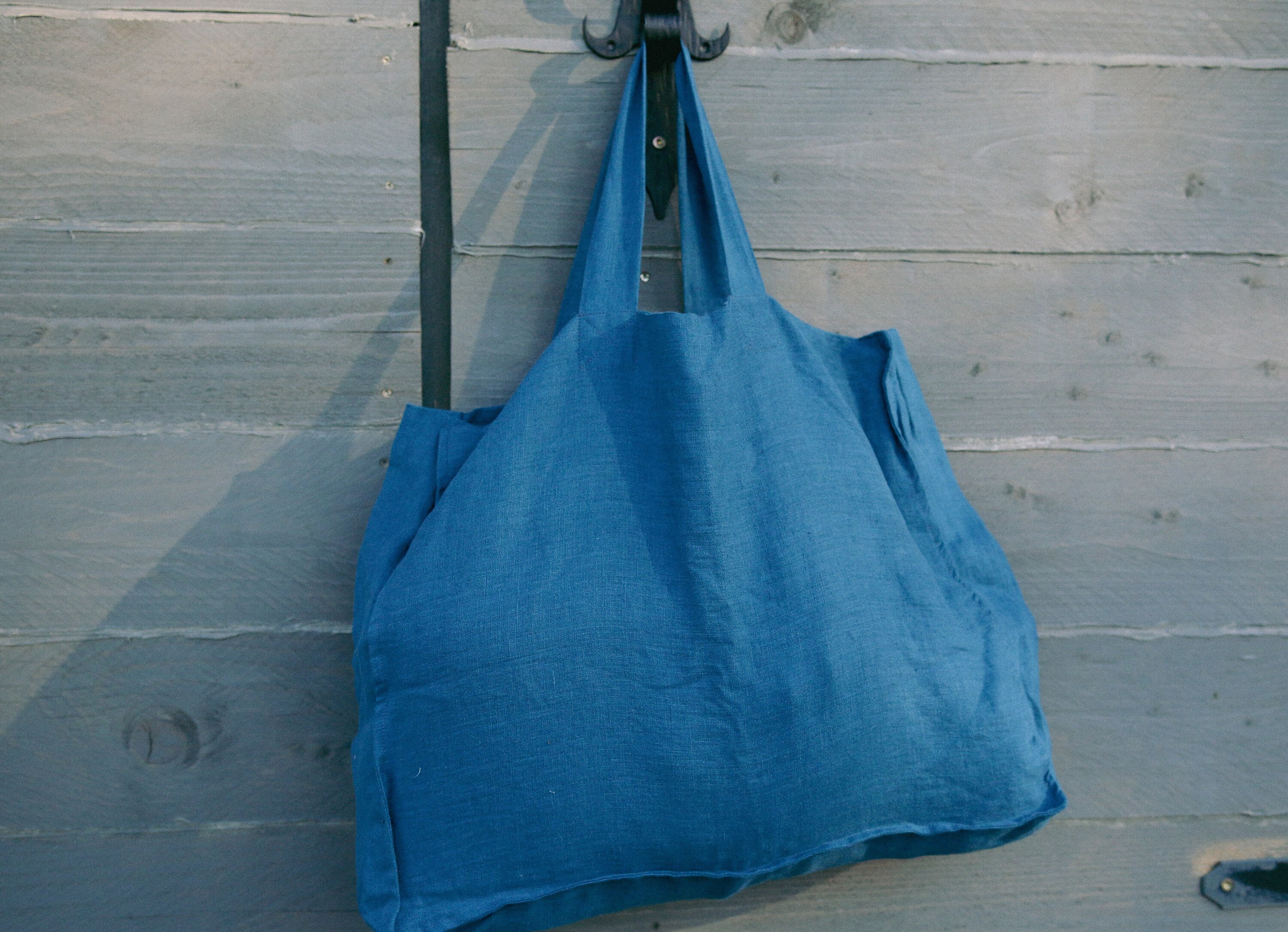 Linen Tote Bag, Linen Shoulder Bag, Double Layer Tote Bag