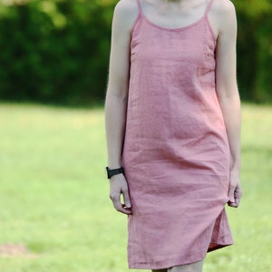 Linen slip dress GUNDA, Linen dress,  Linen strap dress, Basic linen dress, Summer slip dress, Women linen dress,Midi linen dress,Nightdress