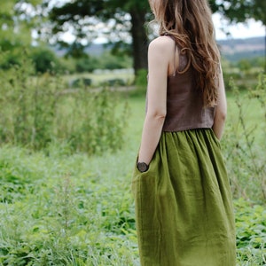 Linen midi skirt EMMA, Linen skirt, Autumn skirt, Boho skirt, Skirt with deep pockets, A Line Skirt, Prewashed linen skirt, Natural clothing image 5