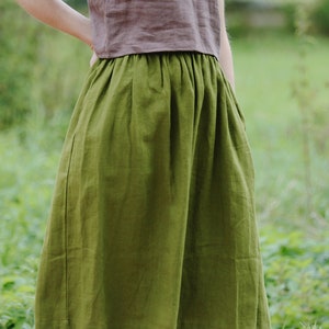 Linen midi skirt EMMA, Linen skirt, Autumn skirt, Boho skirt, Skirt with deep pockets, A Line Skirt, Prewashed linen skirt, Natural clothing image 2