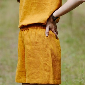 Natural inen shorts RAIVO, Linen shorts, Linen loungewear, Womens shorts, Natural organic shorts, Linen shorts, Simple linen women shorts