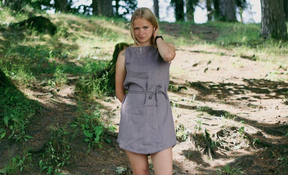 Short Linen Dress Marta, Linen Dress Woman, Summer Linen Dress, Simple Linen Dress, Linen Shift Dress with Belt, Natural Linen Tunic Dress